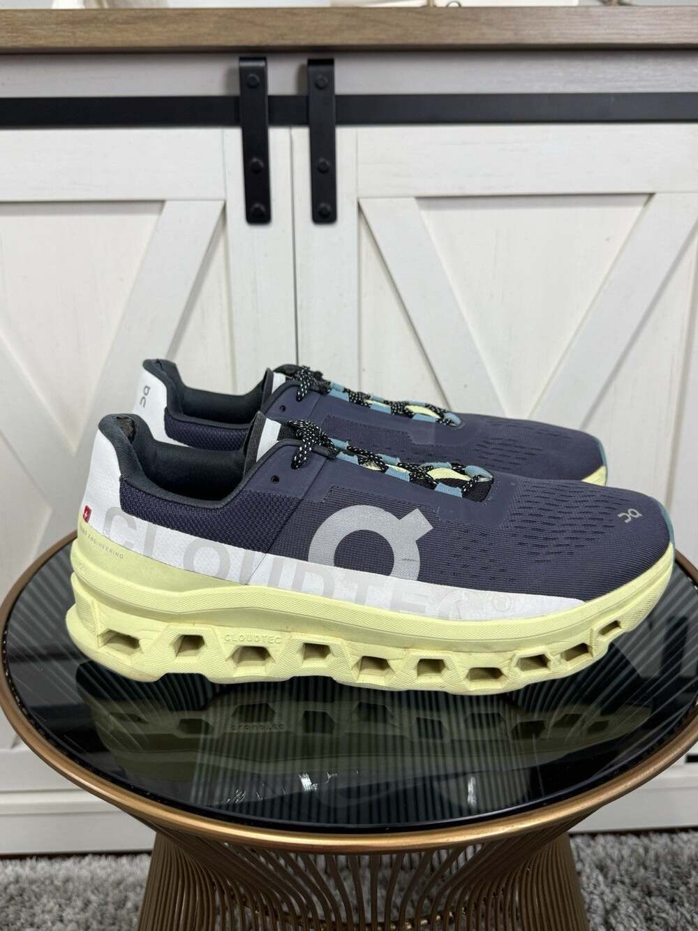 On Cloudmonster Mens Size 11 US / 45 EU Running Sneakers Navy Blue Lime 61.98244